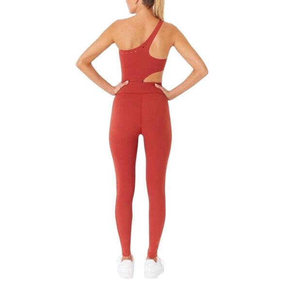 New Gigi C Cassie One Shoulder Cutout Jumpsuit Catsuit Terracotta M - Picture 2 of 5